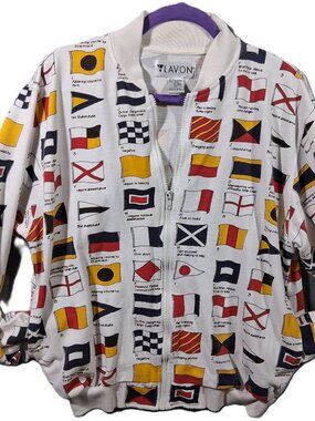 Lavon Men's Medium Maritime Flags Jacket Boating Sailing